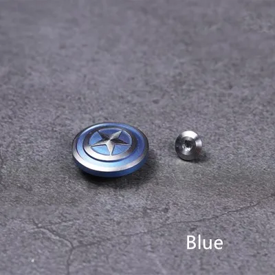 Blue EDC Капитан Америка, титановый сплав, фонарик с зажимом для задней части, складной нож, стальной зажим для задней части, декоративная пряжка, кнопка «сделай сам» - Цвет: Blue