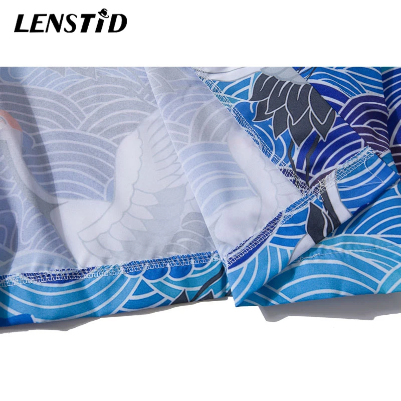 LENSTID 2019 летнее кимоно с принтом облачного Журавля японское тонкие куртки уличная