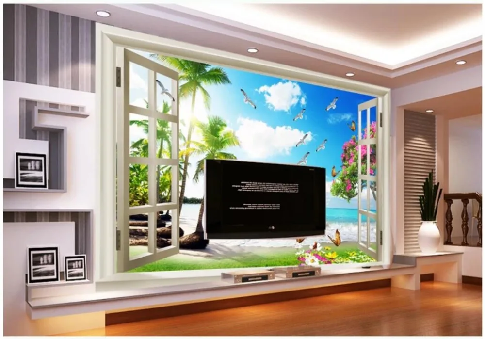 3d обои на заказ фотообои окно романтическое Коко пейзаж домашний декор фон для