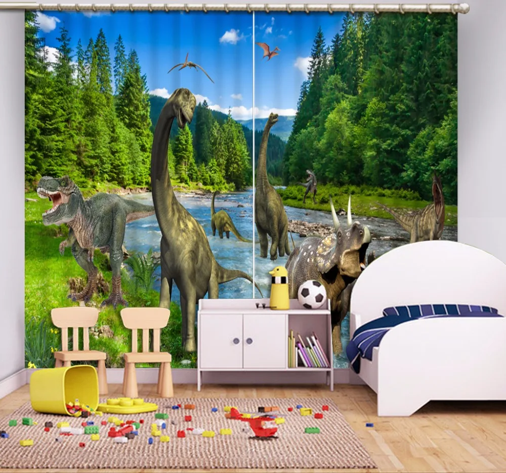 Классический домашний Декор 3D занавес зеленый животный мир пейзаж для окна