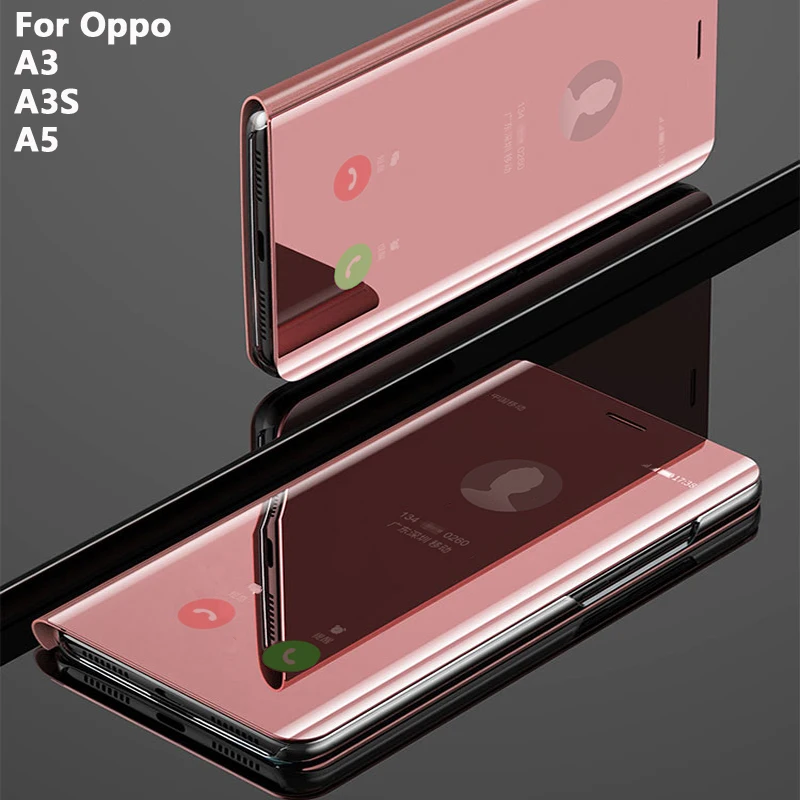 Умный чехол-книжка для телефона с зеркальным покрытием чехол Oppo A5 A3 A3S твердая