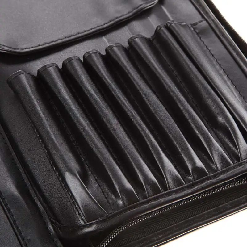 

29 Pockets Makeup Brushes Bag PU Leather Zipper Holder Case Men Women Travel Make Up Brush Cosmetics Organizer New