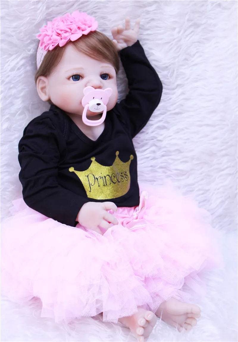 

Полностью силиконовая кукла для новорожденных 22 "bebe girl Reborn bonecas, обучающая кукла, игрушки для детей, рождественский подарок, может сидеть лежа bonecas