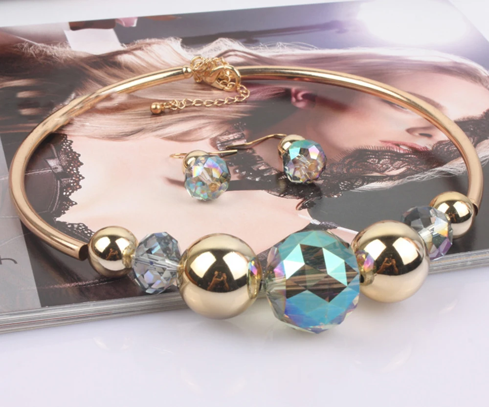 Женский ювелирный комплект из колье и серёг|crystal jewelry|elegant luxuryjewelry crystal |