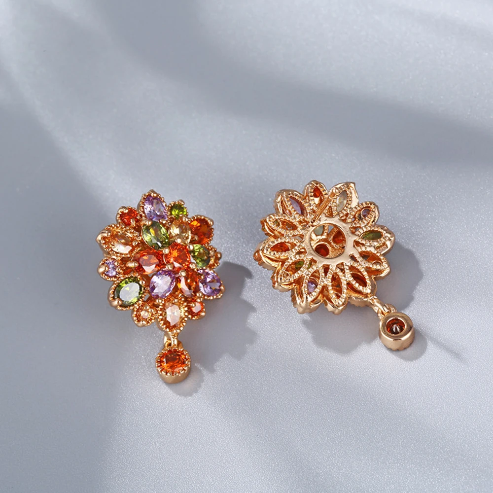 Роскошные Цветные серьги-гвоздики с красивым Цирконом и кристаллами в виде