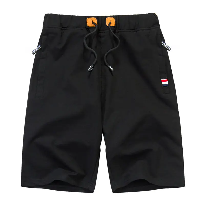 Black 5XL хлопковые летние шорты, мужские мягкие спортивные шорты, пляжные мужские шорты, мужские штаны, дышащие, с эластичной талией, размера плюс, повседневные пляжные шорты - Цвет: Black