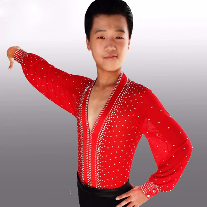 Новое поступление 2017 Детская рубашка для латиноамериканских танцев мальчиков ча