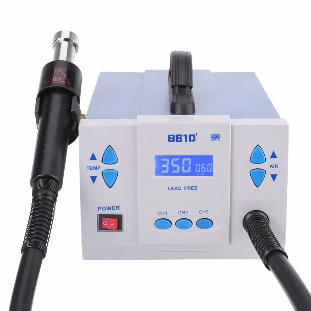 

Digital Soldering 1000W High Power Multi-purpose Rework Station Hot Air Gun 220V EU Plug