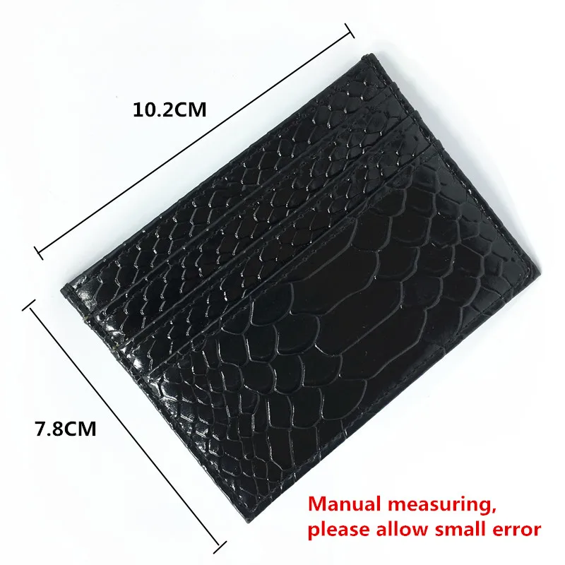 Тонкий кошелек для ID карт мужчин высокое качество черный под змеиную кожу