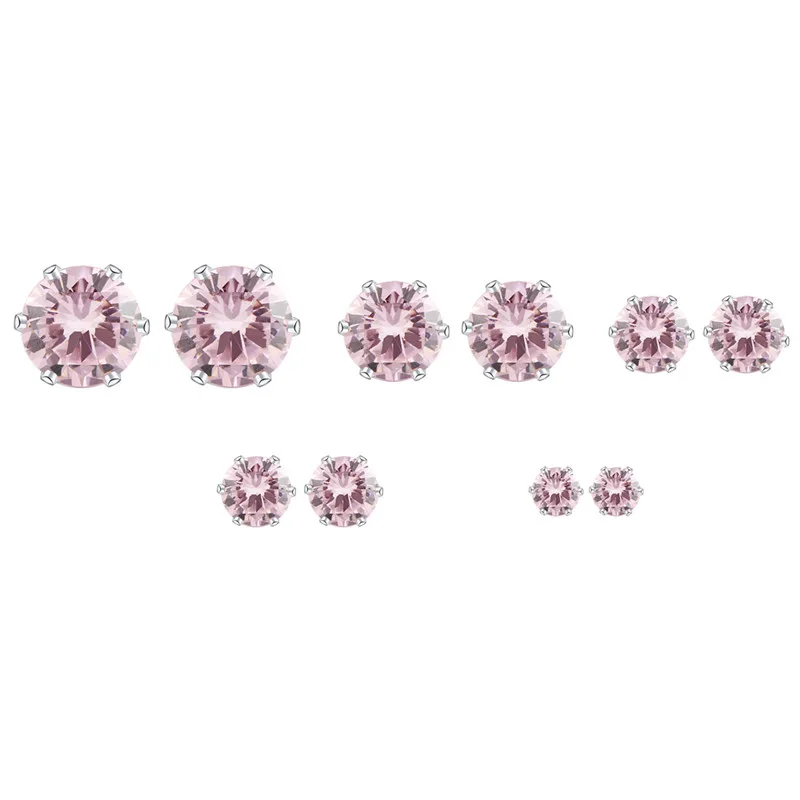 EJDY83812 Pink IF ME панковские серьги-гвоздики набор для женщин и мужчин унисекс серебряный цвет геометрический Круглый CZ кубический цирконий кристалл милый 5 размеров 10 цветов - Окраска металла: EJDY83812 Pink