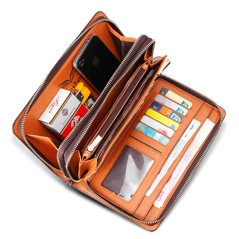 Новый деловой мужской клатч сумки из спилка на двойной молнии кошелек большой