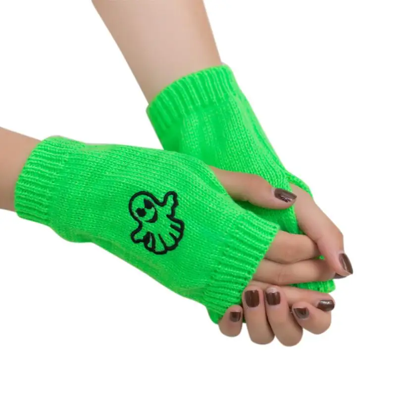 Mint Green Для женщин Перчатки без пальцев для девочек трикотажные Arm теплые, без пальцев Зимние перчатки мягкие теплые варежки перчатки без пальцев мото-перчатки Luva - Цвет: Mint Green