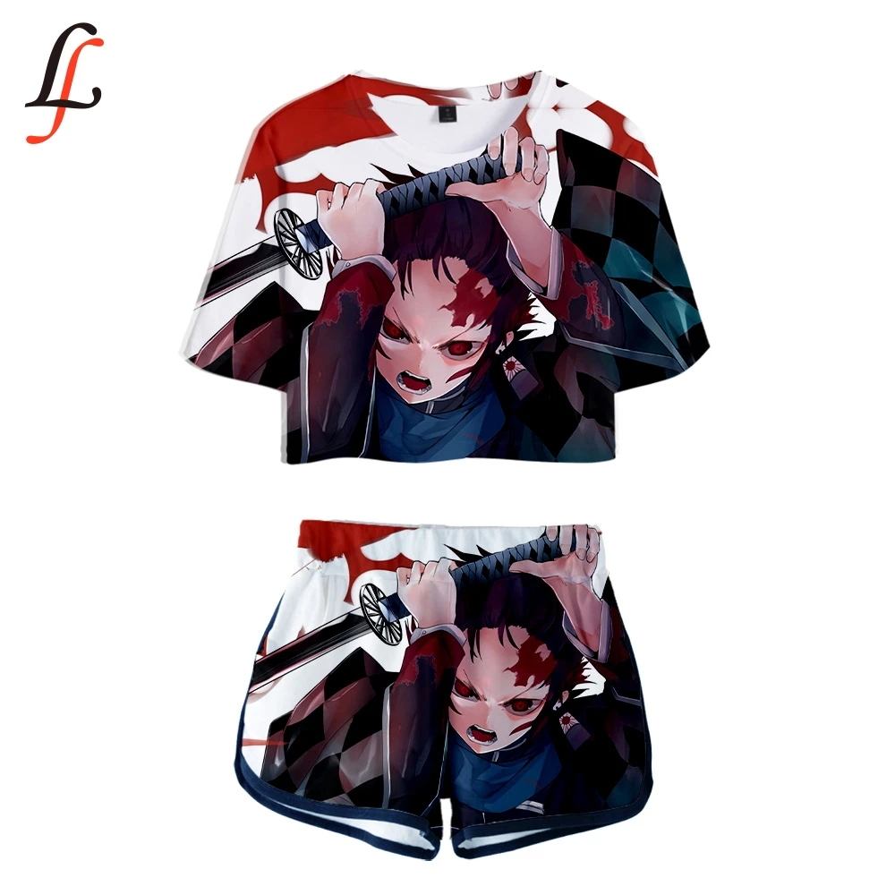 Kimetsu no Yaiba 3D Modis горячие сексуальные комплекты из двух предметов Мягкая футболка и