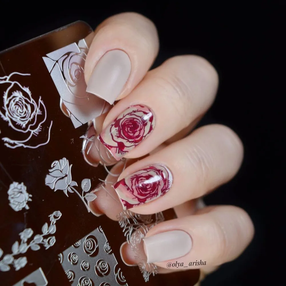 KADS Горячие Моды Очаровательная Цветочный Печати Sencil Nail Art Польский Штамповки