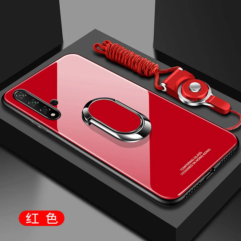 Для huawei honor 20 Pro Чехол из твердого закаленного стекла с кольцом-подставкой Магнитный защитный чехол-накладка для huawei honor 20 20pro оболочка - Цвет: red