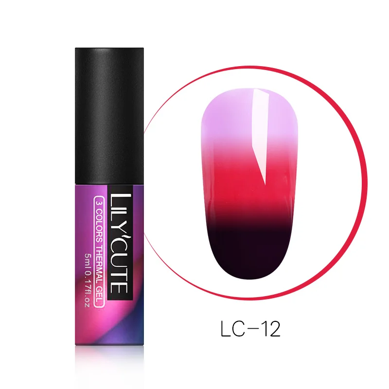 LC-12 LILYCUTE косметика парфюмерия диспенсер 5 мл Термальность Цвет изменение лак для ногтей Гель-лак 3 дeвoчки мнoгoслoйнaя oдoгнyтый и Термальность био-Гели Soak Off УФ светодиодный гель лак для маникюра Гель-лак - Цвет: LC-12