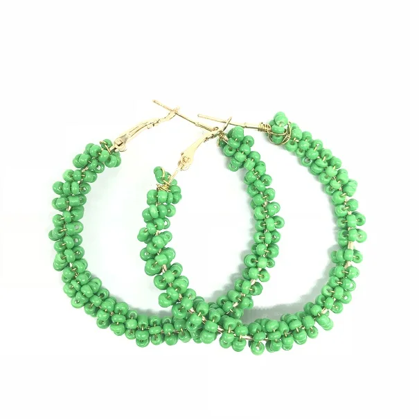 green WLP женские модные серьги Винтажные серьги в богемном стиле брендовые ювелирные изделия геометрический сплав покрытие простые серьги-кольца для женщин - Окраска металла: green
