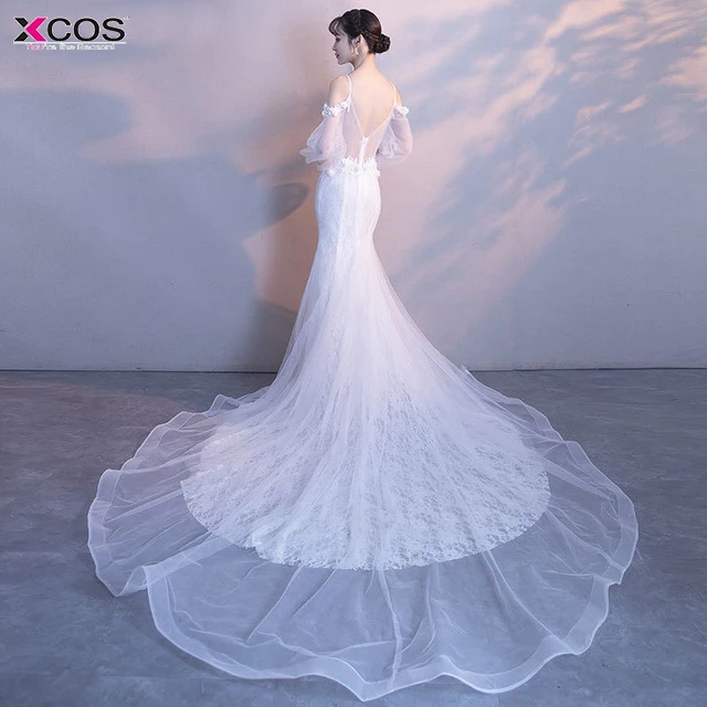 XCOS Spaghetti Straps Beach Wedding Dresses 2018 Vestido Noiva Praia Simple White Casamento Mermaid Bridal Gown Custom Made | Свадьбы и