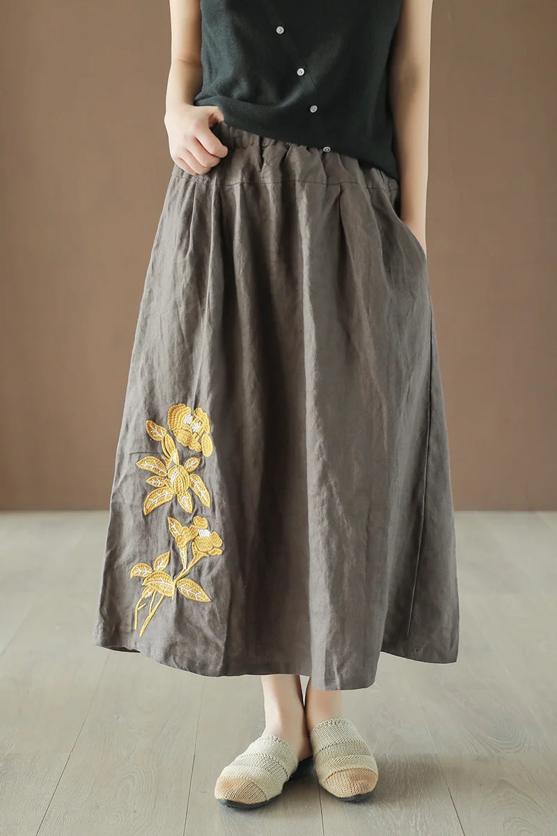 Летняя юбка женская Свободная Ретро эластичная талия Повседневная новая Женская