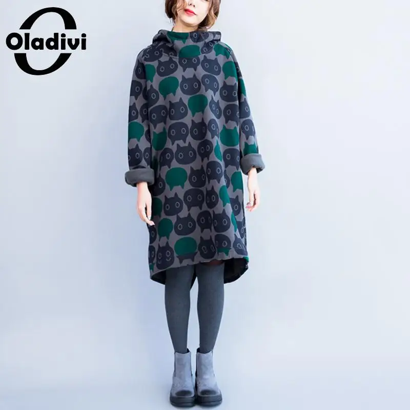 Бренд Oladivi большие размеры женские бархатные толстовки Женская Повседневная