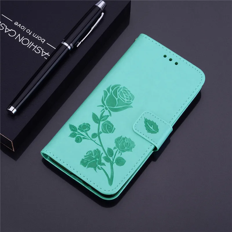 Кожаный чехол-книжка с объемным цветком для Samsung A50 чехол задней панели телефона