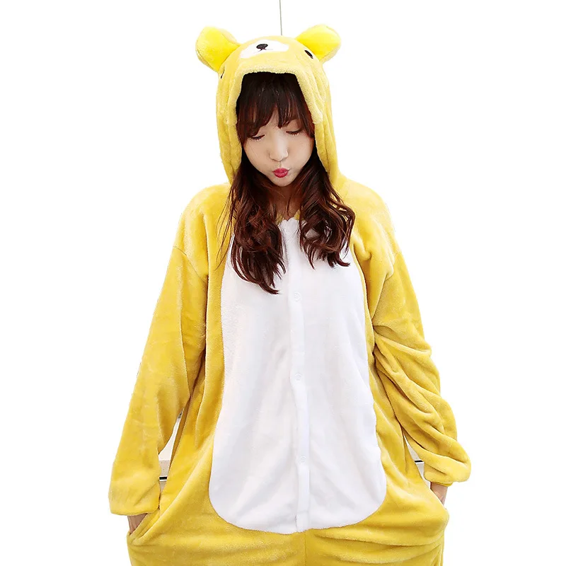 Кигуруми Медведь Rilakkuma пижамы Свободные Комбинезоны для взрослых в виде животных