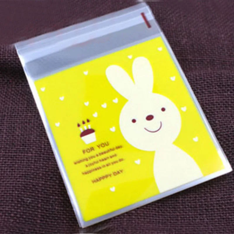 50 шт. 10x10 Smile Мультфильм Самоклеящиеся Пластиковые Упаковочные пакеты DIY конфеты