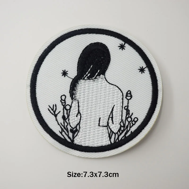 Лесное дерево НЛО сзади вышивка металлик рукоделие патч тканый трикотаж для
