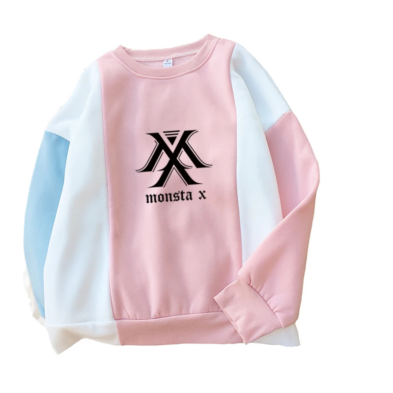 Толстовка MONSTA X женская с капюшоном свитшот длинным рукавом реглан повседневная
