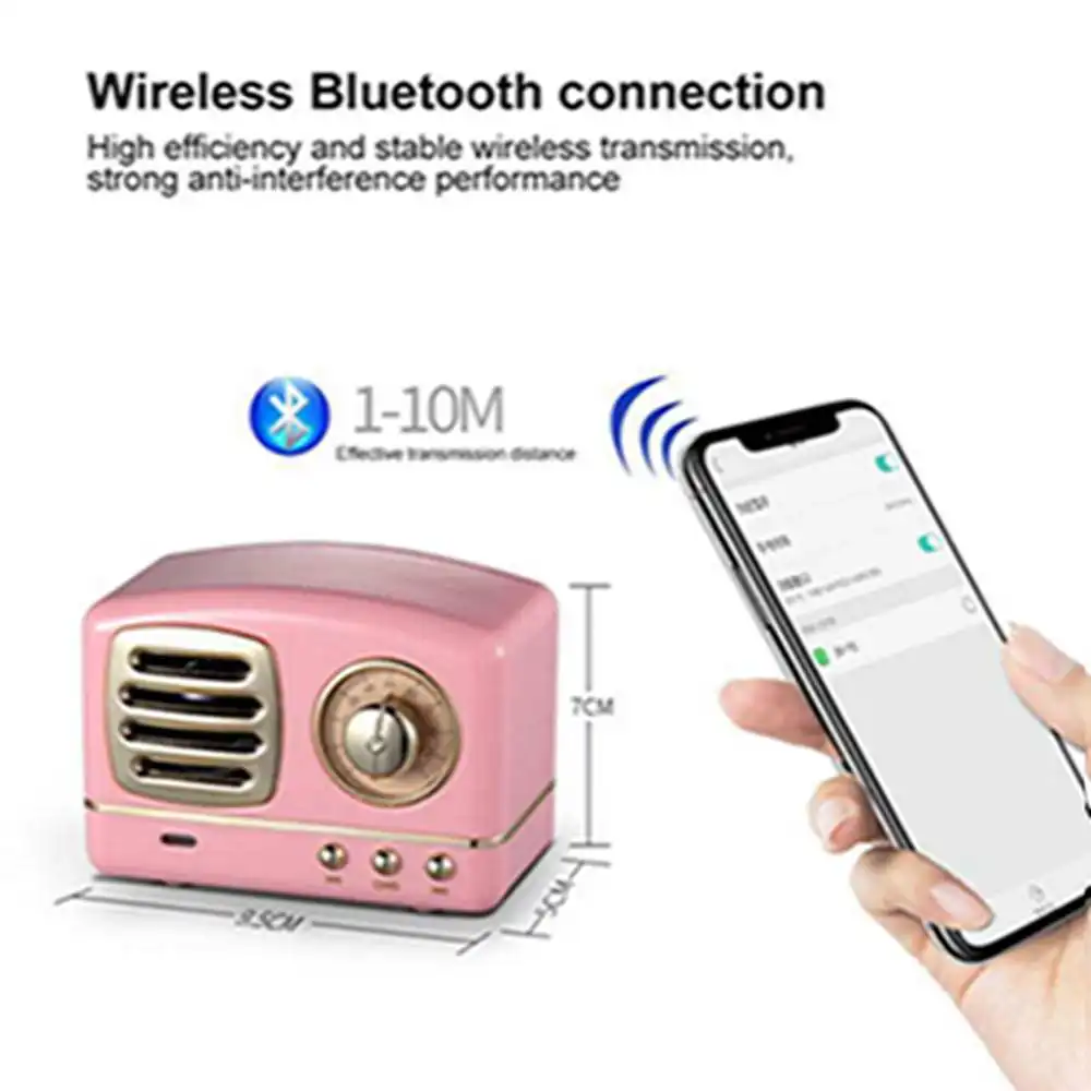 Портативная Hi Fi стерео Bluetooth колонка из сплава в ретро стиле звуковой короб FM