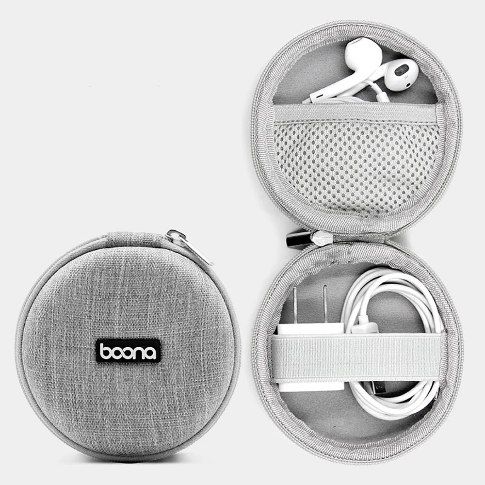 EVA Жесткий мини чехол на молнии для наушников портативный футляр кожаная сумка