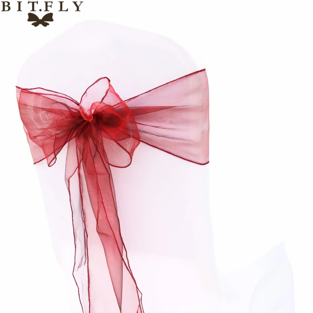 200 шт./лот лента на стул из органзы с бантом для покрытия банкета свадьбы