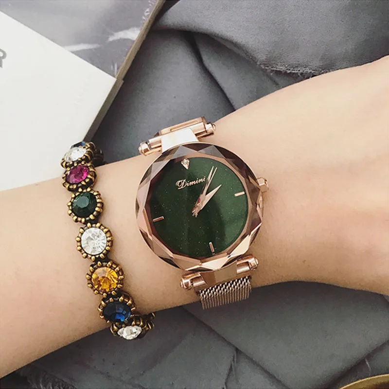 

Woman Watches Luxury Brand Lady Crystal Women Ladies Wrist Watches Starry sky Fashion Quartz Magnet Strap Watches Zegarek Damski