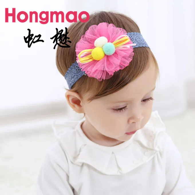 

1pcs New Lace Elastic Hair band Flower Turban Cotton Bowknot Ball Headbands Kids Headwear Hair Accessories