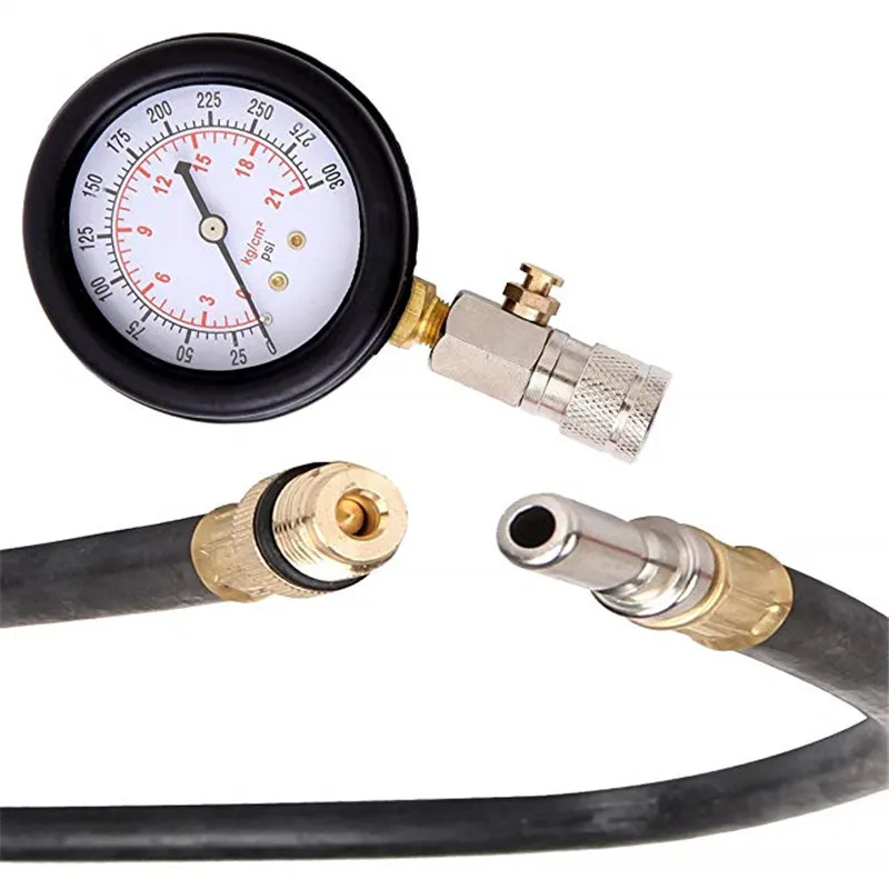 9 шт. 0-300psi бензиновый газовый двигатель цилиндр компрессор манометр измеритель давления компрессионный тест er утечки диагностический