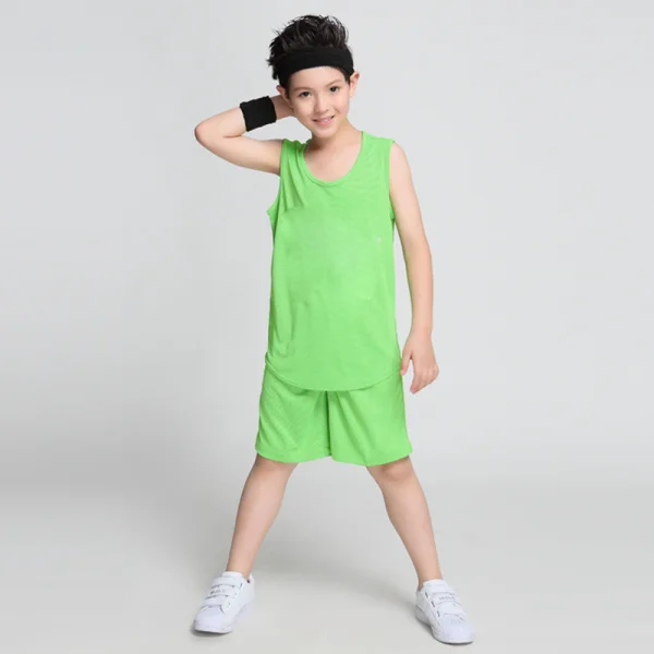 Детские баскетбольные Трикотажные изделия, комплекты униформы, детская спортивная одежда, двухсторонние баскетбольные майки для мальчиков, шорты, костюмы рукоделие принт - Цвет: green
