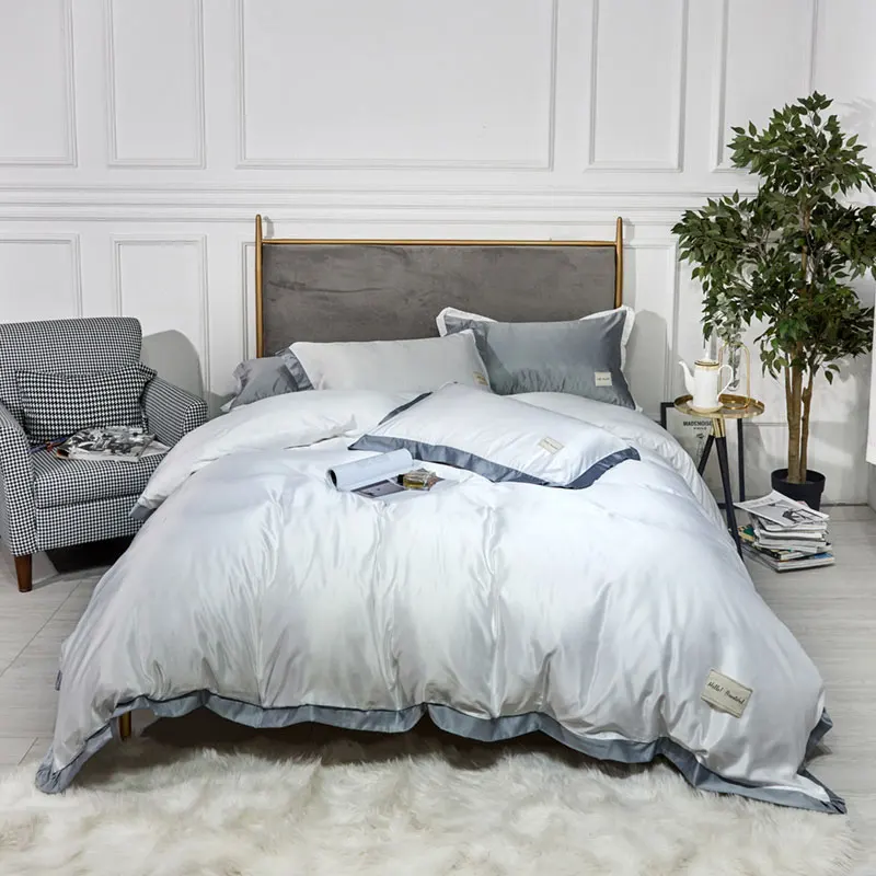 100% Washed Cotton Duvet Cover Set 4 Piece Soft Bedding with Buttons Closure. Solid Color Pattern Queen Size | Дом и сад
