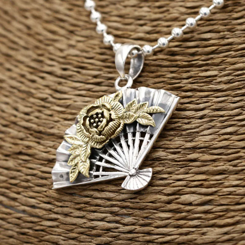 Подвеска-веер из настоящего серебра 925 пробы подвеска в виде цветка розы на удачу