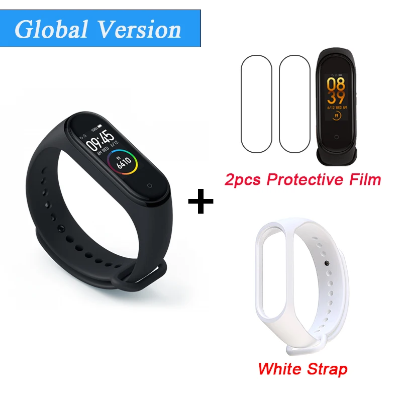 Глобальная версия Xiaomi mi Band 4 Smart mi band 4 браслет сердечного ритма 135 мАч цветной экран AI фитнес-трекер - Цвет: Add 2Film WhiteStarp