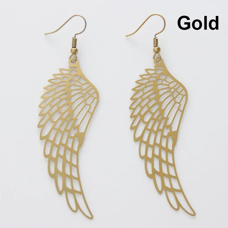 BOEYCJR Trendy Hollow Wing Metal Hook Earrings Handmade Tassel Fashion Jewelry Novel Party Drop for Women 2018 | Украшения и