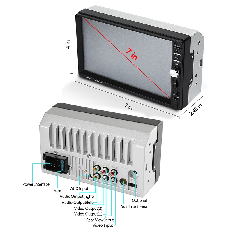 Автомагнитола 2 Din автомобильный стерео сабвуфер аудиоплеер Bluetooth FM SD AUX USB