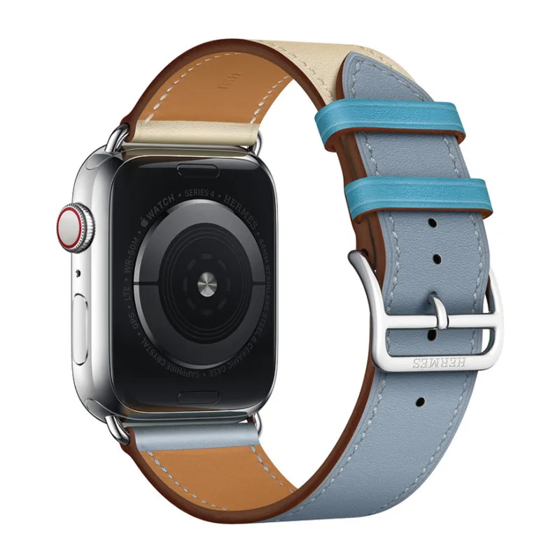 Контрастный цвет спортивный кожаный ремешок 40 44 мм для Hermes Apple Watch 3 ремешок 38 мм 42 мм дышащий браслет ремешок для iWatch 4 3 2 1