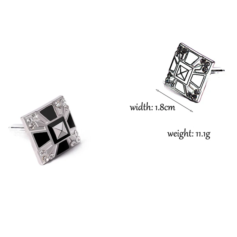 Модные Роскошные Черные Квадратные запонки со стразами мужские рубашка