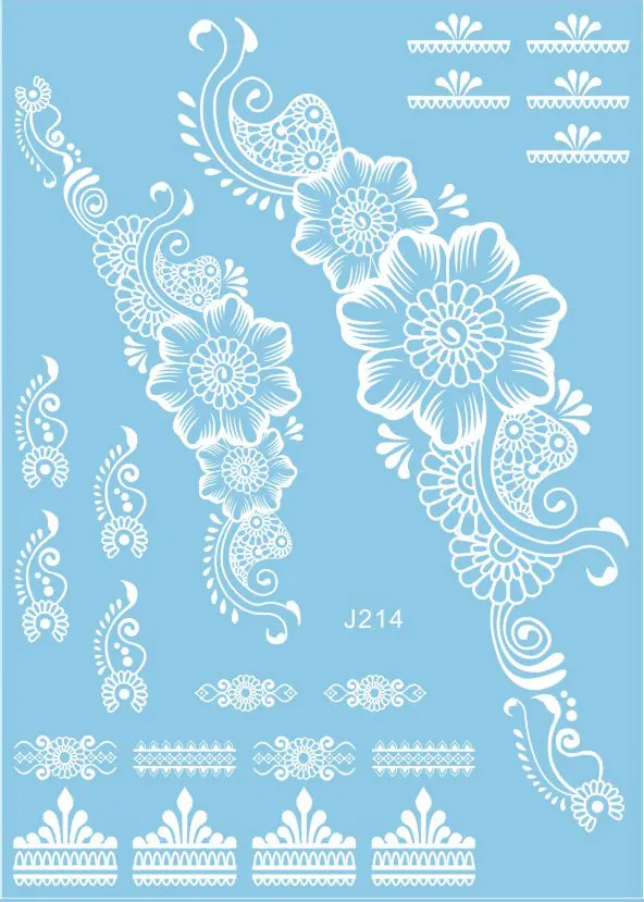 1 шт. Горячая белая Хна Цветок татуировки женский боди арт Менди временная