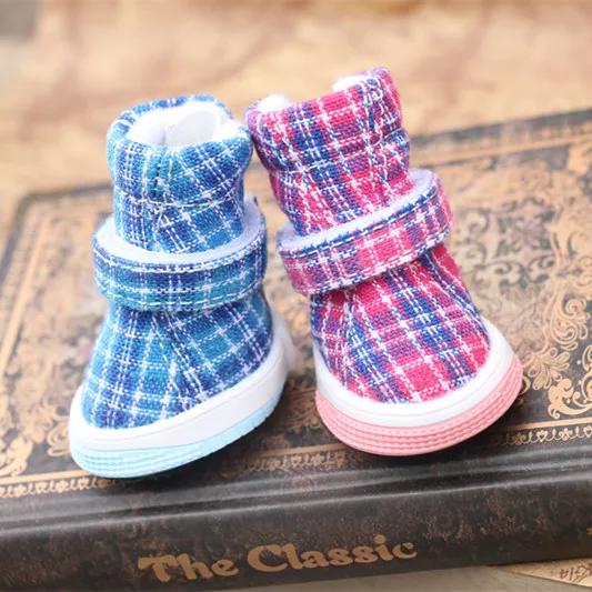 Теплая Обувь для собак в клетку водонепроницаемая нескользящая обувь домашних