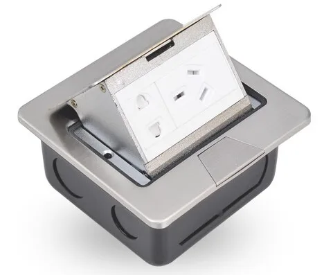 Günstig Ultra Dünne Edelstahl Silber Farbe Drei EU/UK/USA/Mexiko/Kanada/Japan Standard Power Boden Sockel Rj45 USB Telefon Anschluss