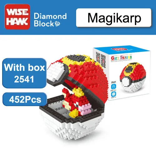 Magikarp with box Wisehawk мяч Go Пикачу чармандер еevee Psyduck фигурки конструкторы модель игрушки аниме мультфильм игрушка подарок для детей - Цвет: Magikarp with box