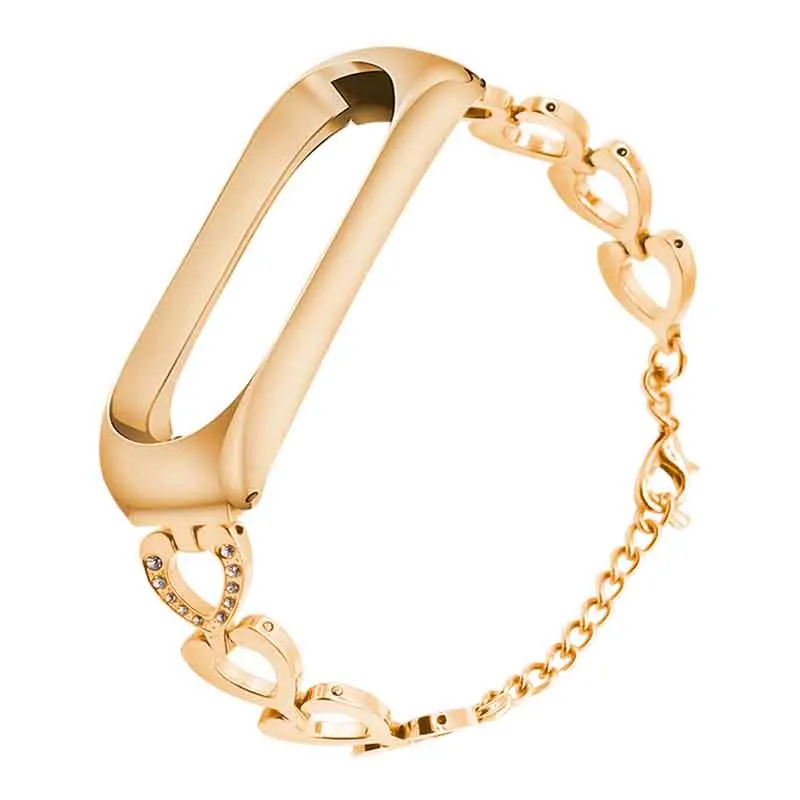 Gold Pulsera Correa mi Band 3 металлический ремешок для Xiao mi band 3 mi 3 фитнес-браслет умные наручные часы спортивные часы аксессуары - Цвет: Gold