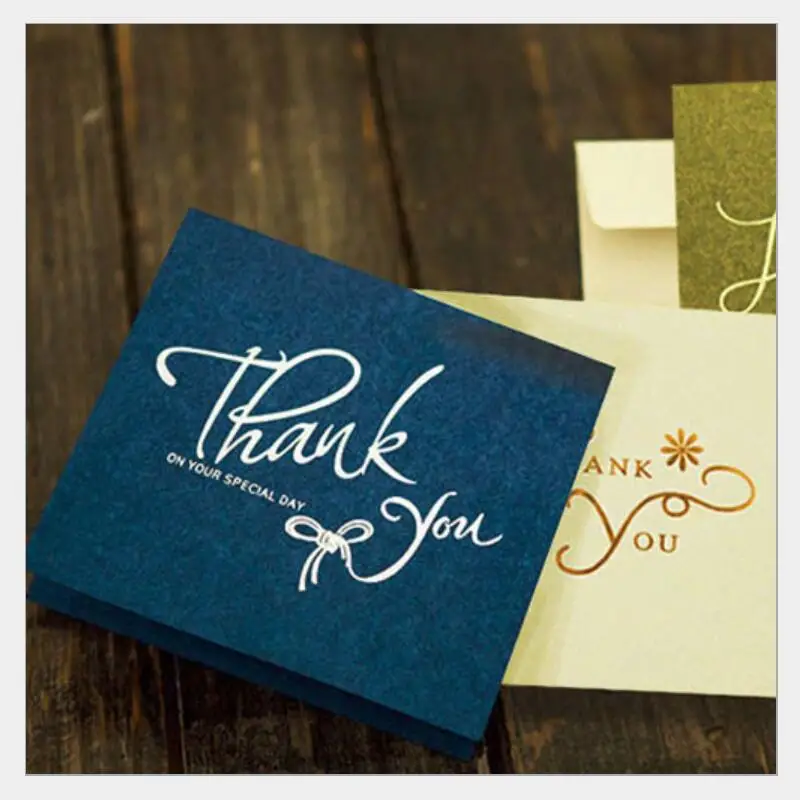 

10pcs/lot Creative Paper Folding Thank You Greeting Cards Birthday Thanks Cards Gilding Thanksgiving Holiday Card