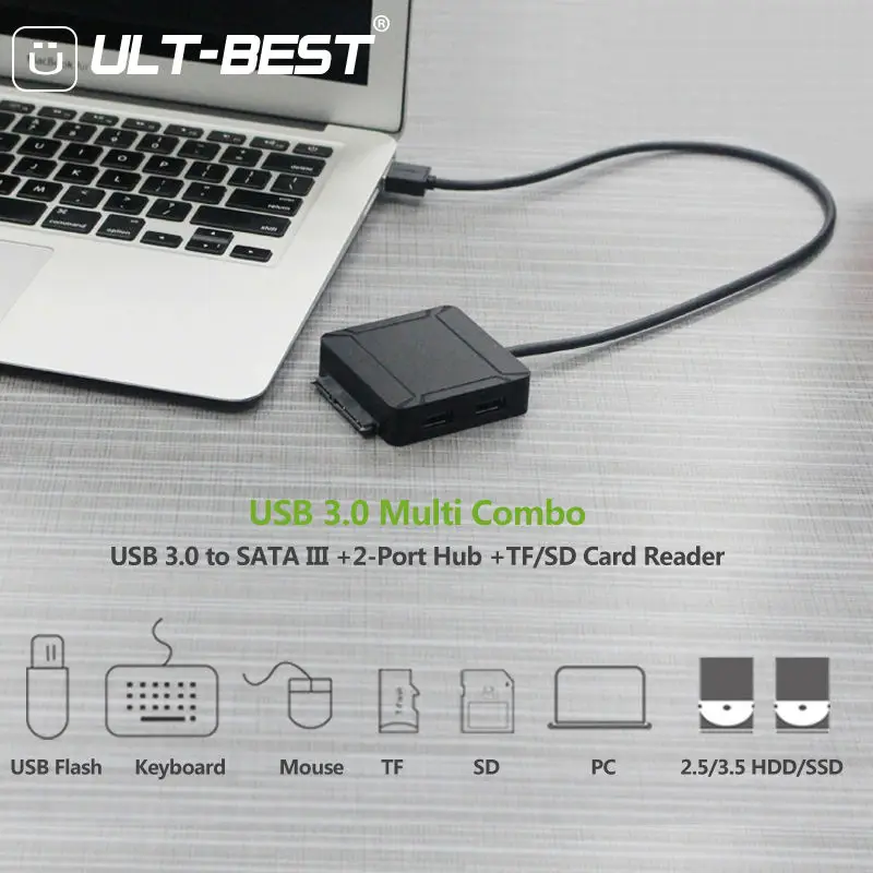 USB разветвитель 3 0 2 порта внешний 5 к SATA III кабель для жесткого диска 22 контактный с